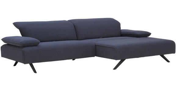 ECKSOFA in Flachgewebe Dunkelblau - Anthrazit/Dunkelblau, Design, Textil/Metall (280/165cm) - Ambiente