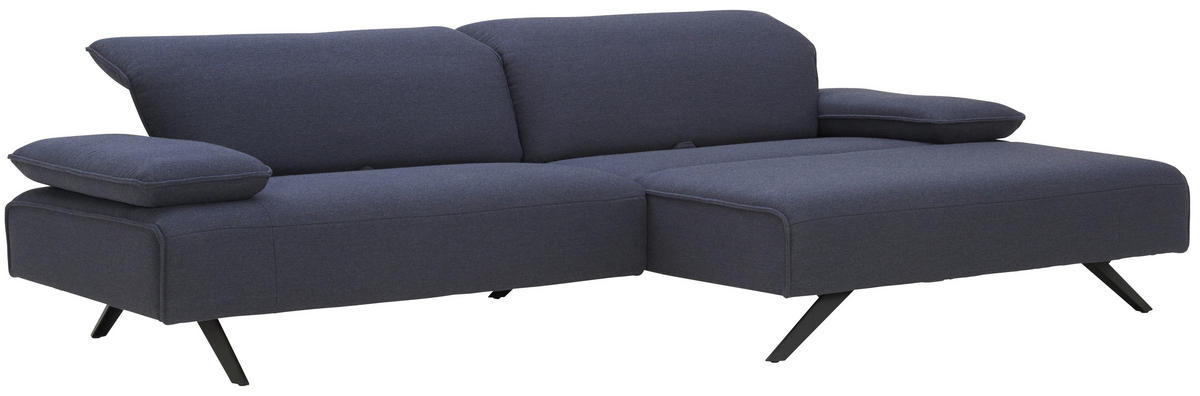 ECKSOFA in Flachgewebe Dunkelblau  - Anthrazit/Dunkelblau, Design, Textil/Metall (280/164cm) - Johann Jakob