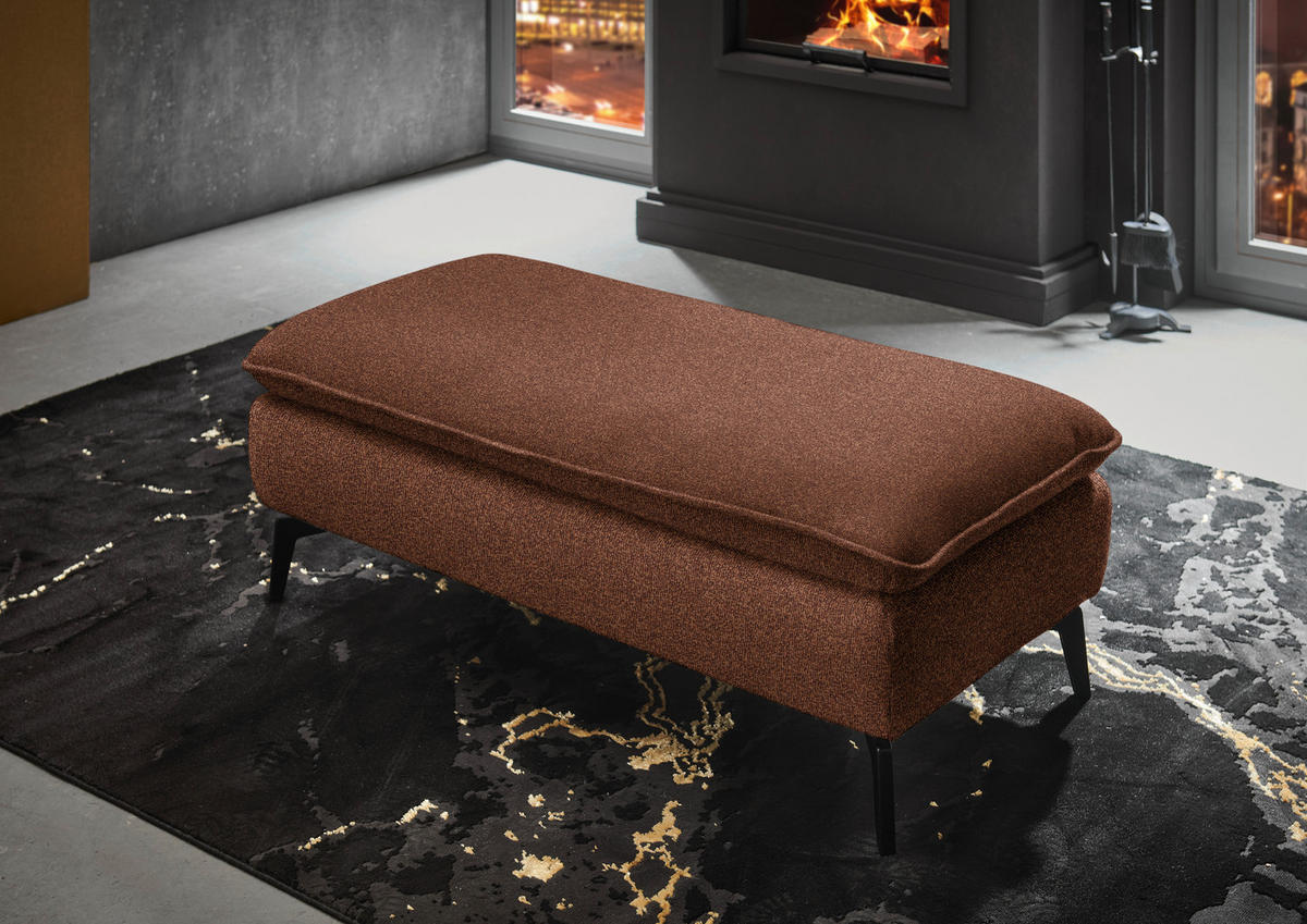 HOCKER in Textil Rostfarben  - Rostfarben/Schwarz, Design, Textil/Metall (130/46/65cm) - Valdera