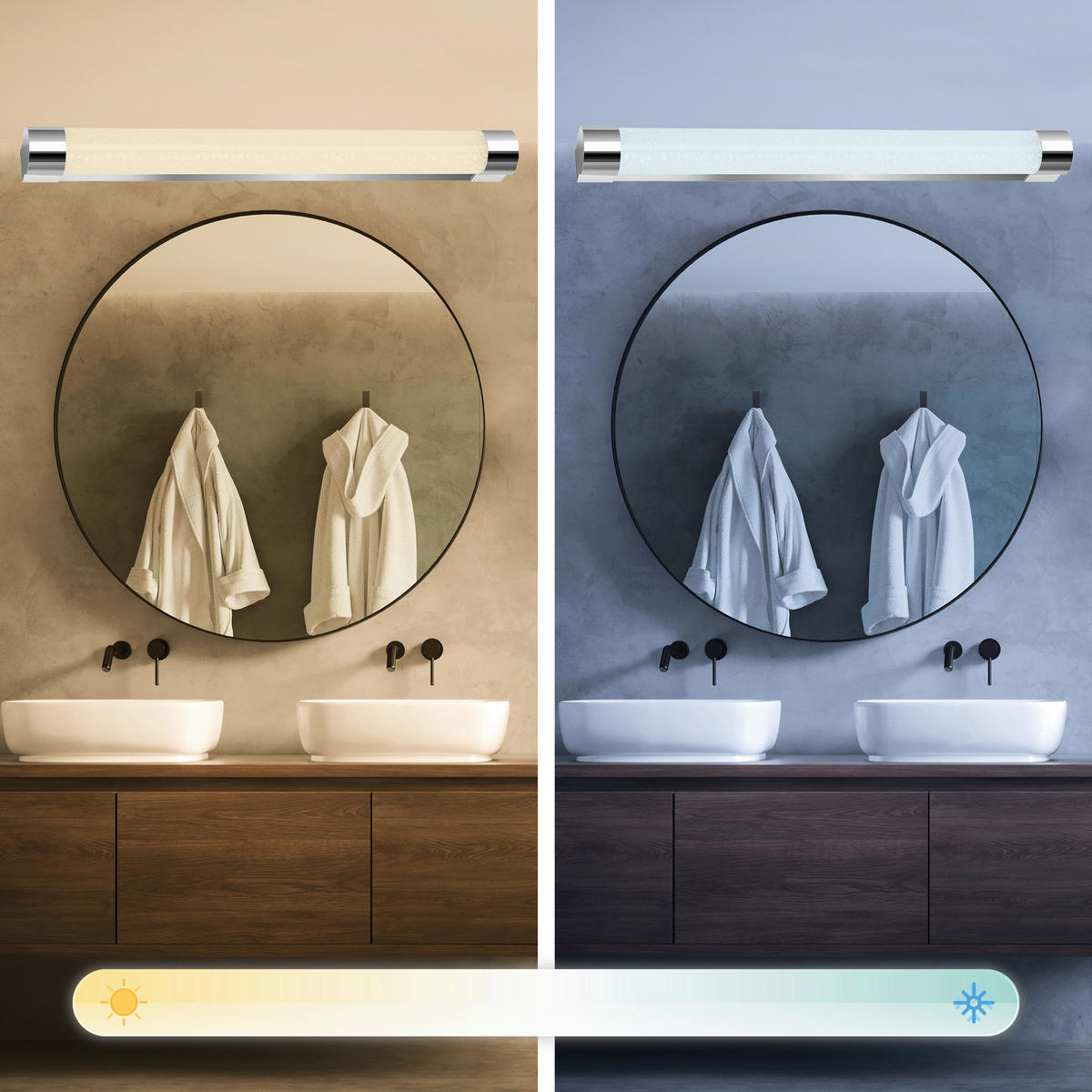 FÜRDŐSZOBAI FALILÁMPA - krómszínű, Basics, műanyag/fém (6,7/5,4/59,2cm)