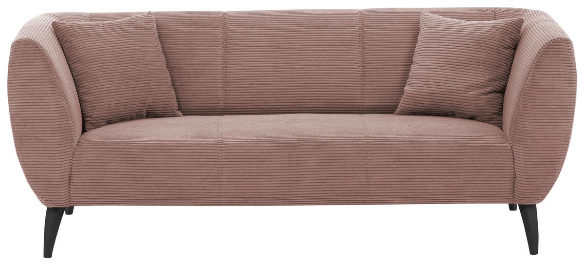 3-SITZER-SOFA in Cord Rosa  - Schwarz/Rosa, Modern, Holz/Textil (208/83/88cm) - MID.YOU