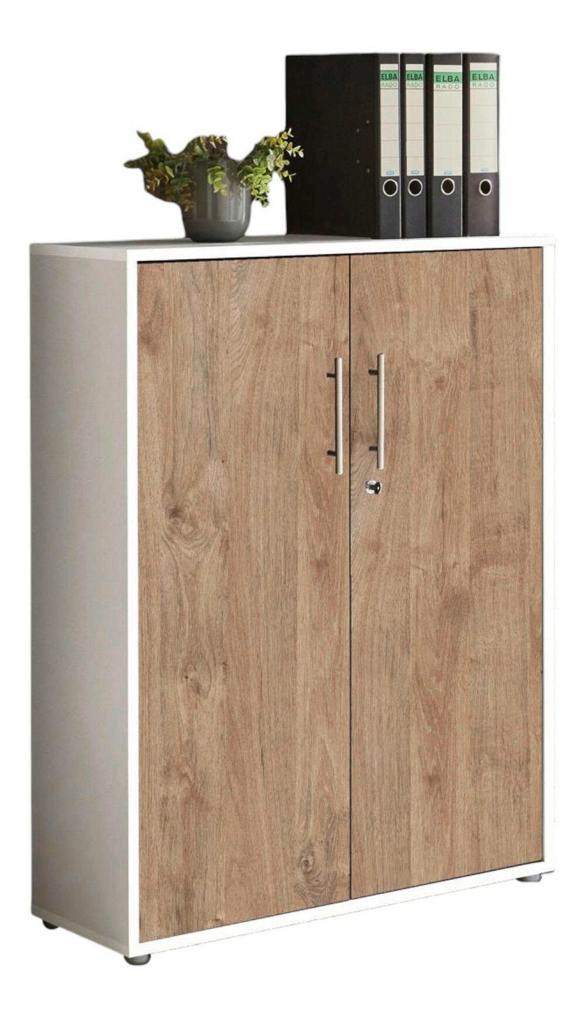 AKTENSCHRANK Weiß, Eichefarben  - Eichefarben/Weiß, MODERN, Holzwerkstoff (84,4/113,6/33cm) - MID.YOU