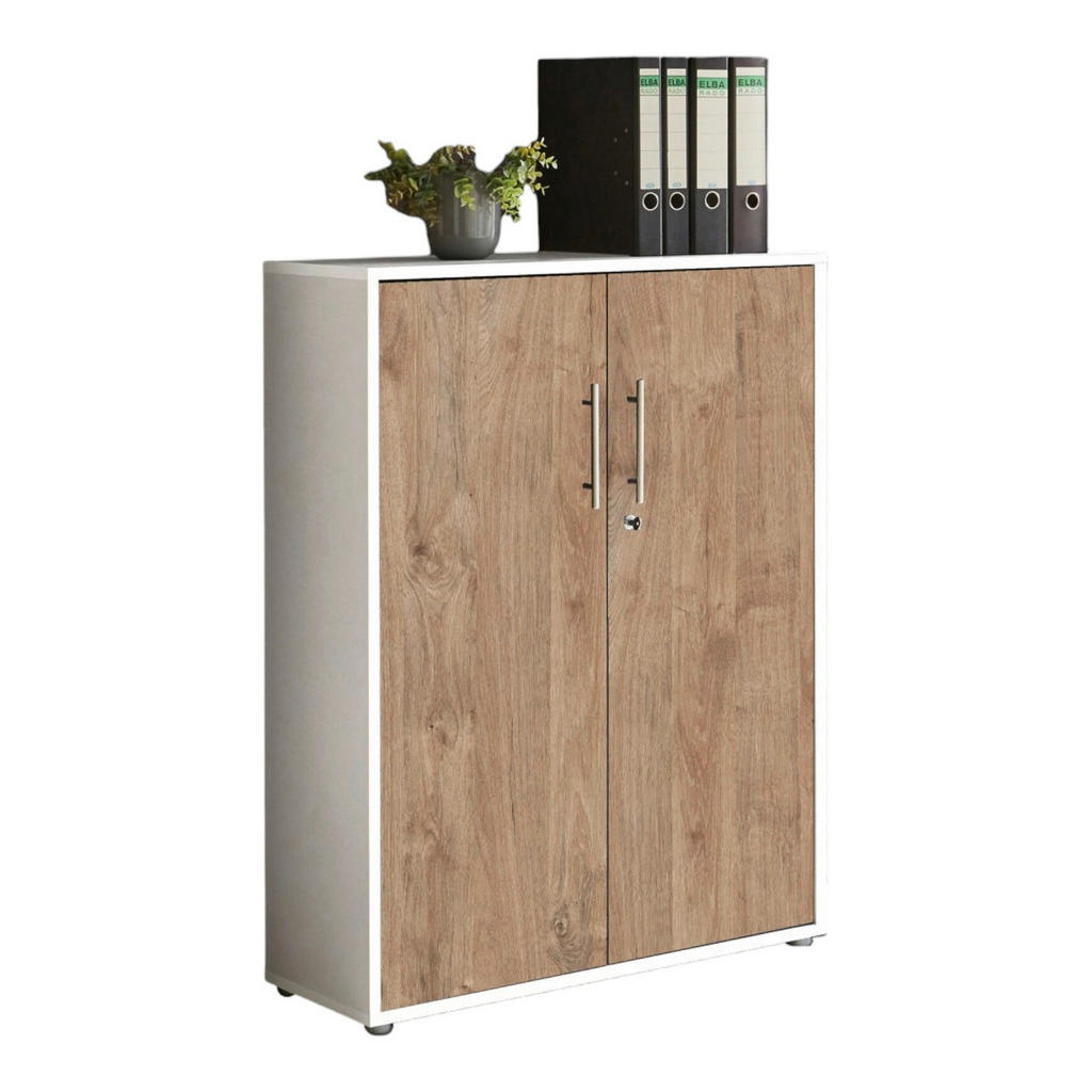 Aktenschrank Office Edition Weiß, Eiche Dekor B: 84,4cm