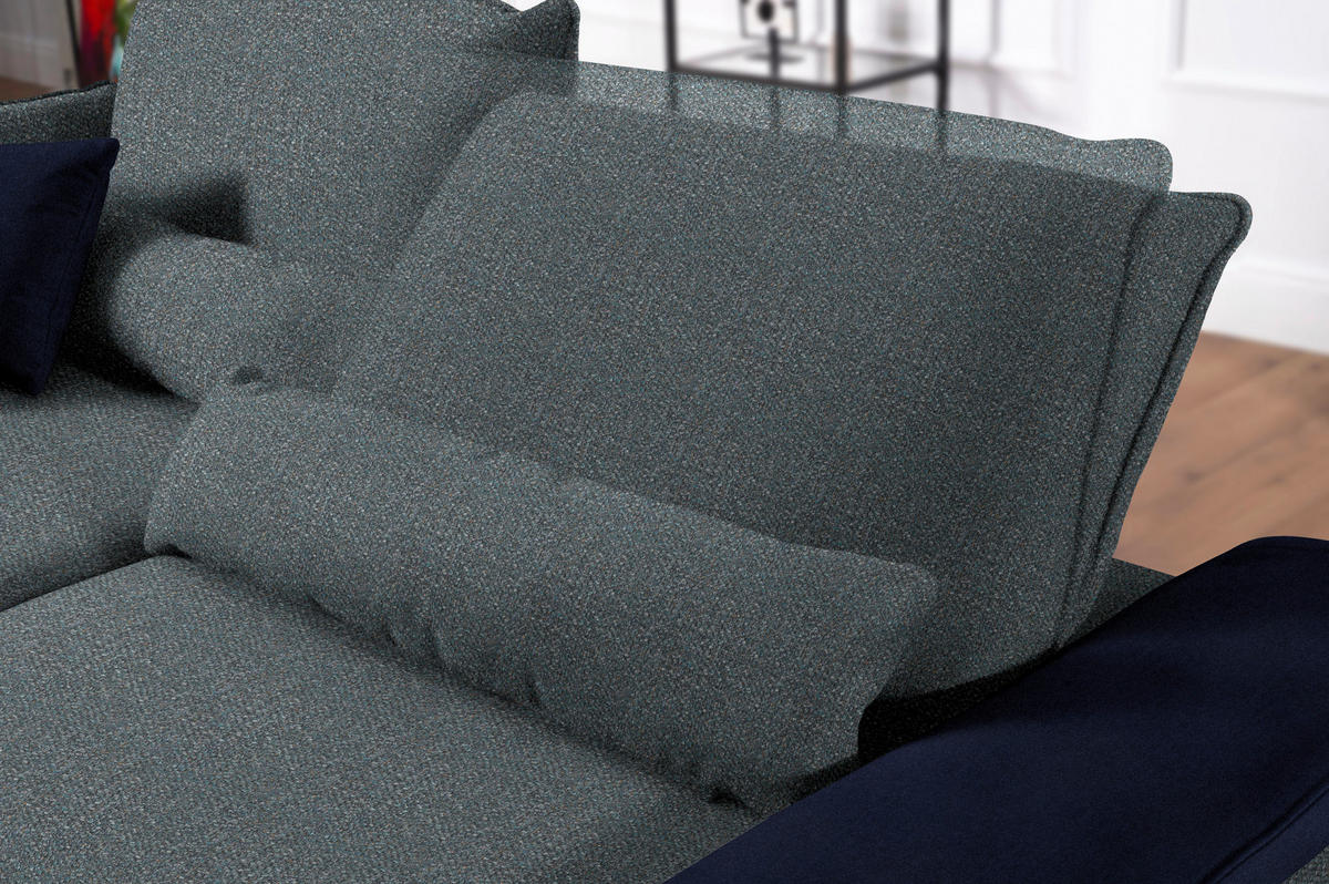 ECKSOFA in Flachgewebe Blaugrau  - Blaugrau/Schwarz, Design, Textil/Metall (273/191cm) - Moderano