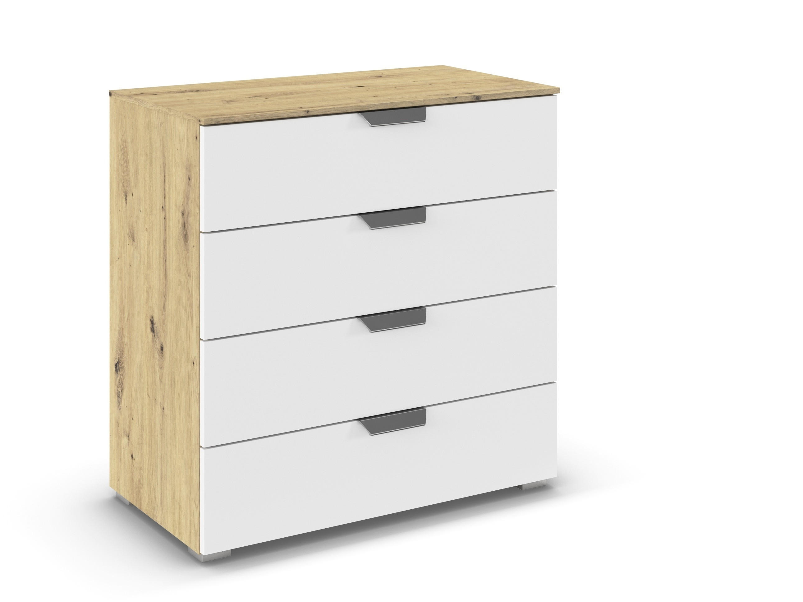 Carryhome Kommode Weiß, Eiche Artisan 80x81x42 cm