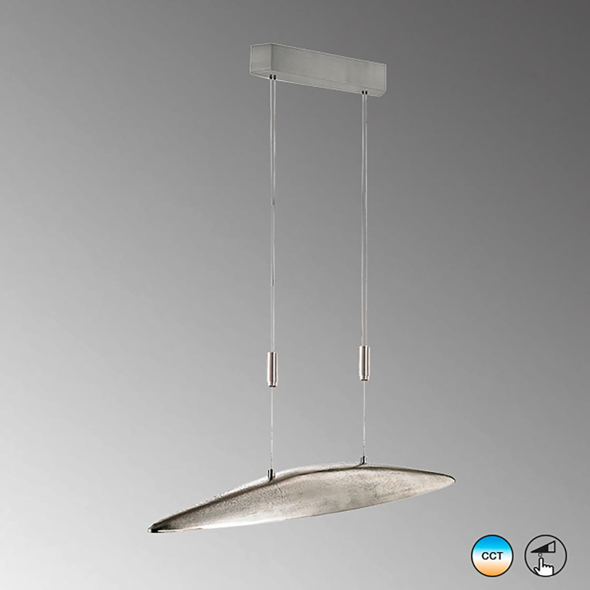 LED-HÄNGELEUCHTE 105/15,5/105-165 cm    - Nickelfarben, Design, Metall (105/15,5/105-165cm) - Fischer & Honsel