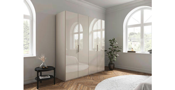 DREHTÜRENSCHRANK 201/235/61 cm,  in Champagner, 4-türig  - Champagner, Basics, Glas/Holzwerkstoff (201/235/61cm) - Novel