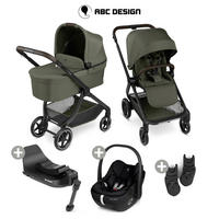 KINDERWAGENSET City Life 4in1 Set Calla  - Schwarz/Olivgrün, Basics, Textil/Metall (82/52/107.5cm) - ABC Design
