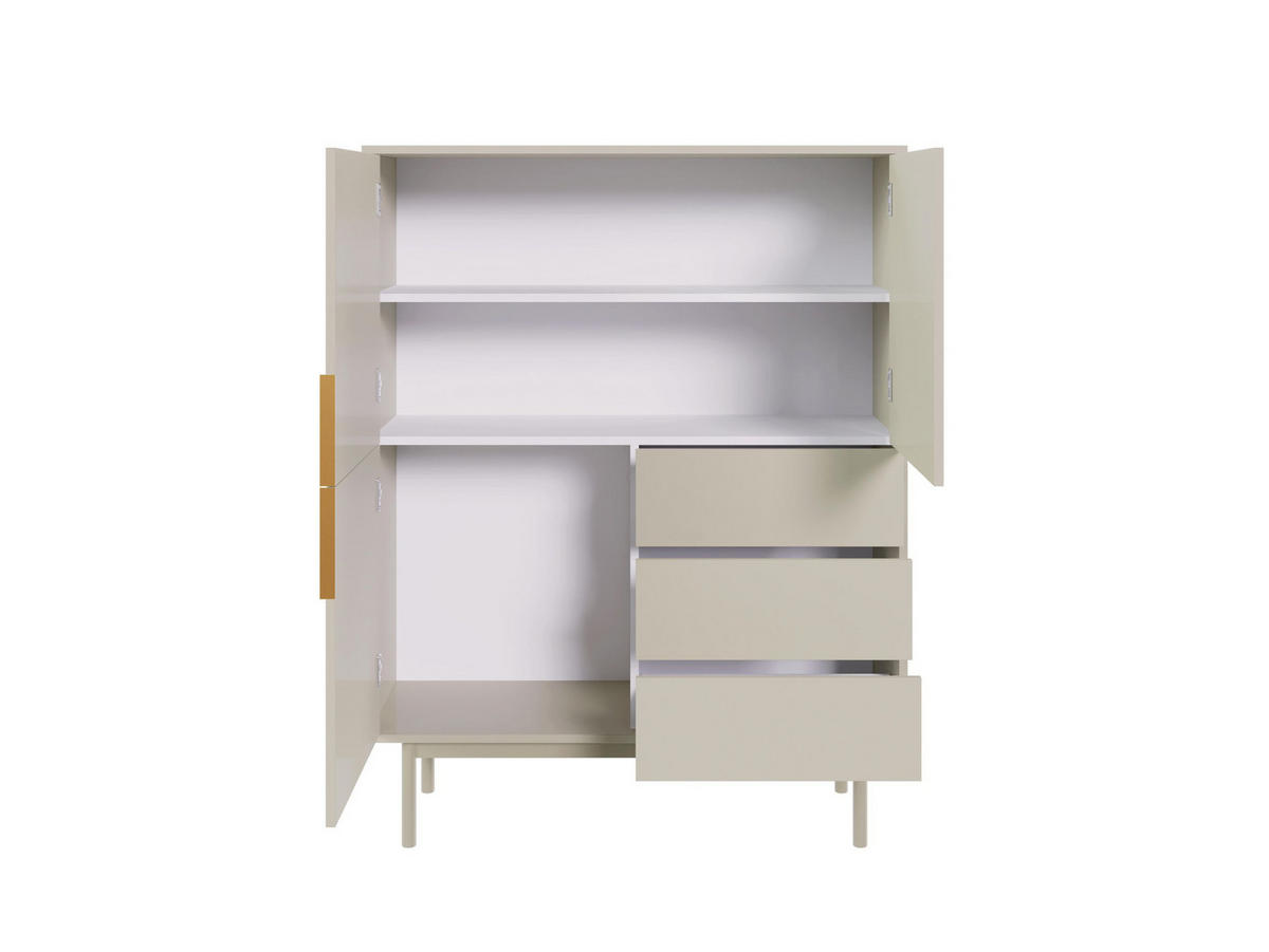 HIGHBOARD Viva  in 104/139,5/39 cm  - Kaschmir/Goldfarben, Design, Holzwerkstoff/Metall (104/139,5/39cm) - Xora