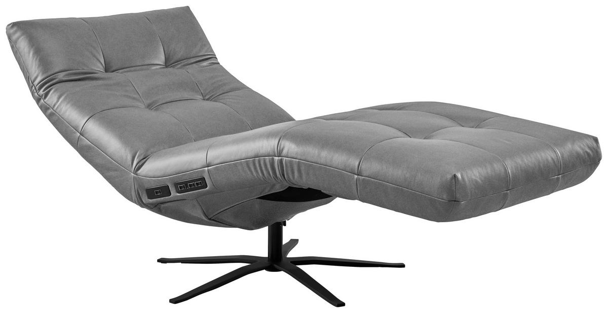 RELAXLIEGE in Echtleder Fango  - Fango/Schwarz, MODERN, Leder/Metall (82/53-115/156-206cm) - Pure Home Comfort