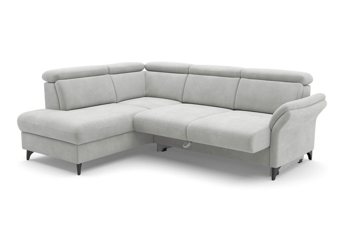 ECKSOFA Flachgewebe Silberfarben  - Silberfarben/Schwarz, Konventionell, Textil/Metall (193/247cm) - Sit & More