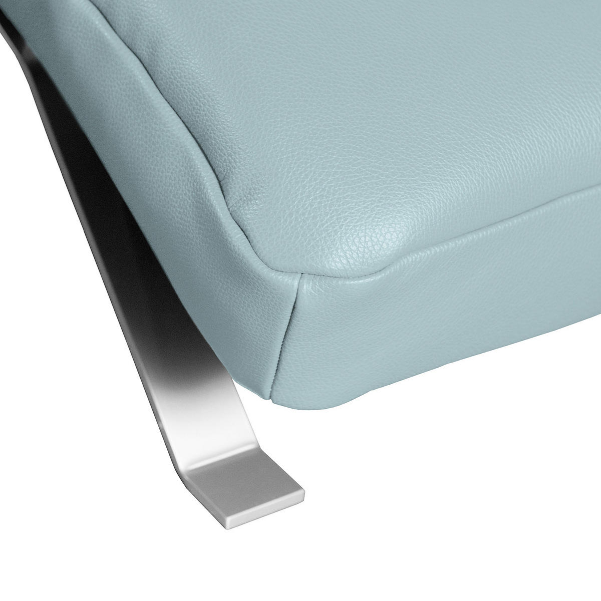 RELAXLIEGE in Echtleder Blaugrau  - Silberfarben/Blaugrau, Design, Leder/Metall (65/65-95/171cm) - Livetastic