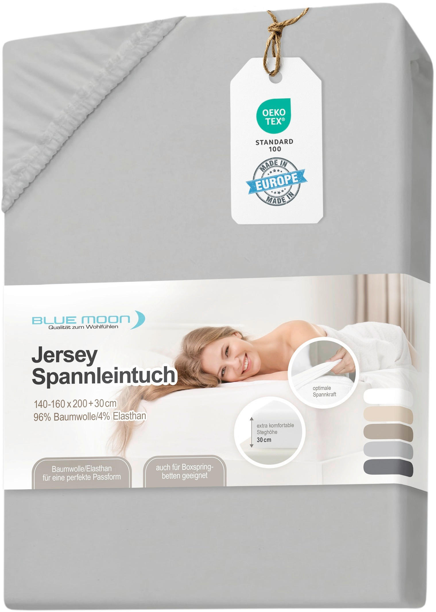 SPANNBETTTUCH  - Hellgrau, Basics, Textil (90-100/200cm)