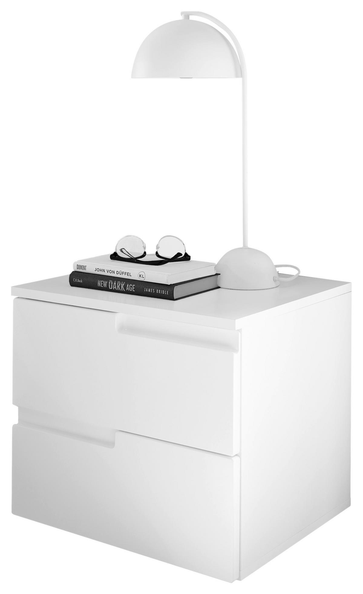 NACHTSCHRANK  - Weiß Hochglanz/Schwarz, MODERN, Holzwerkstoff/Kunststoff (46,2/41,7/40cm)