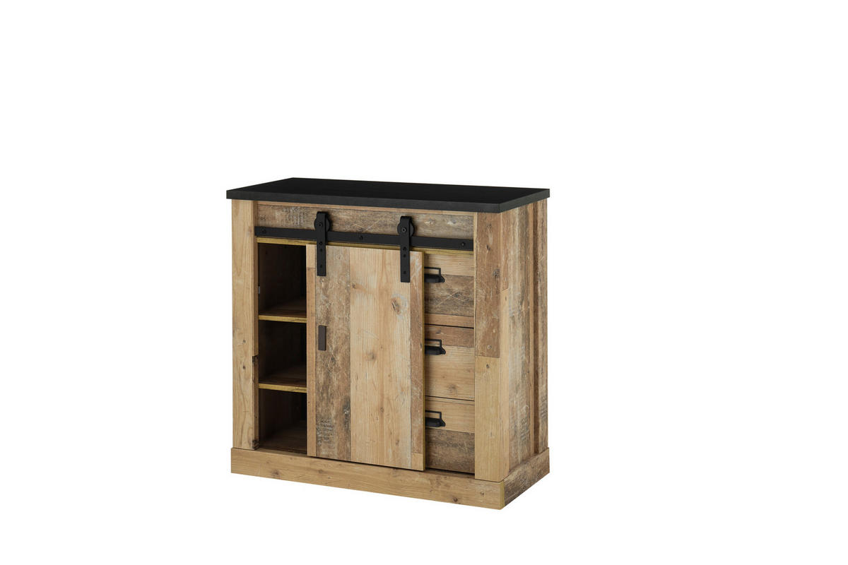 GARDEROBE 2-teilig  in 93/200/43 cm  - Anthrazit/Naturfarben, Design, Glas/Holzwerkstoff (93/200/43cm) - Modante