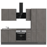 KÜCHENBLOCK 270 cm   in Schieferfarben  - Schieferfarben/Edelstahlfarben, MODERN, Holzwerkstoff/Metall (270cm) - Nobilia