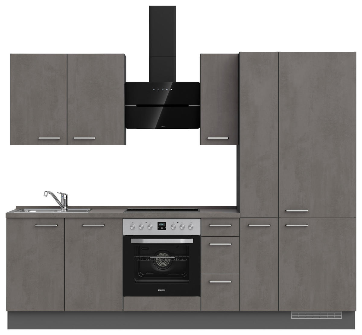 KÜCHENBLOCK 270 cm   in Schieferfarben  - Schieferfarben/Edelstahlfarben, MODERN, Holzwerkstoff/Metall (270cm) - Nobilia