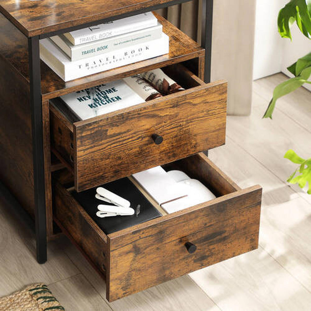 NOČNÍ STOLEK K POSTELI, hnědá, černá, 45/60/45 cm - černá/hnědá, Trend, kompozitní dřevo (45/60/45cm) - Boxxx