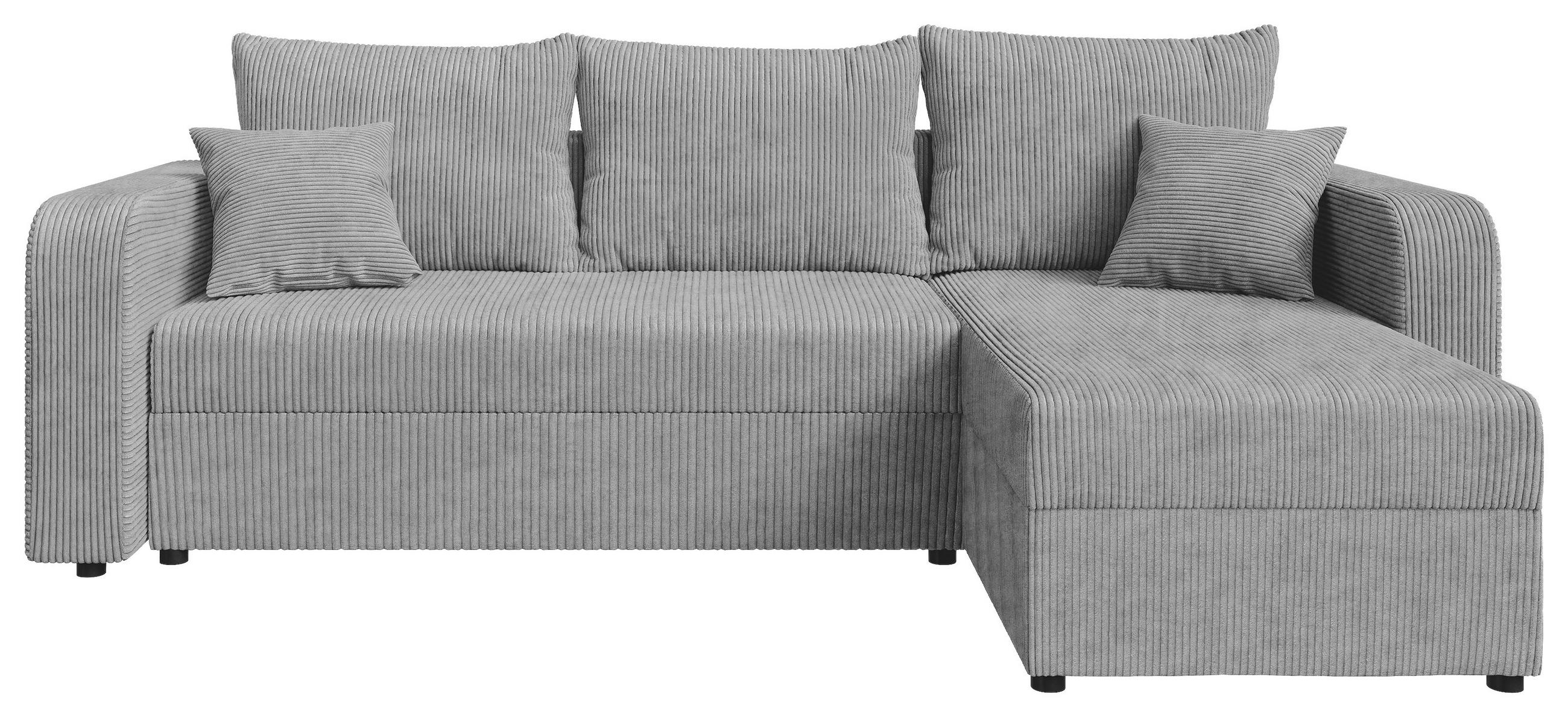 ECKSOFA Grau Cord  - Schwarz/Grau, KONVENTIONELL, Kunststoff/Textil (140/240cm) - Carryhome
