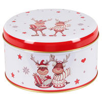 DÓZA malá  - bílá/červená, Basics, kov (13,6/8,3cm) - X-Mas