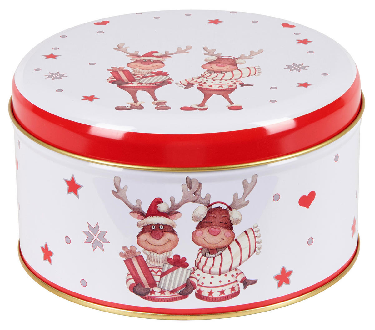 DÓZA malá  - bílá/červená, Basics, kov (13,6/8,3cm) - X-Mas