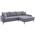 ECKSOFA  in Cord Grau  280/173 cm  - Schwarz/Grau, KONVENTIONELL, Textil/Metall (280/173cm) - Hom`in