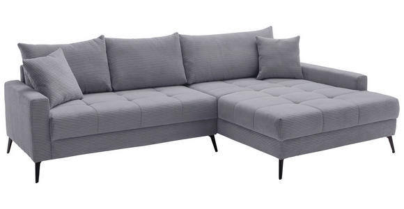 ECKSOFA  in Cord Grau  280/173 cm  - Schwarz/Grau, KONVENTIONELL, Textil/Metall (280/173cm) - Hom`in