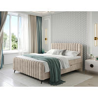 POSTELJA Z VZMETNICO 160 cm   x 200 cm  , les, tekstil, leseni material naravne barve  - črna/naravne barve, Moderno, kovina/leseni material (160/200cm) - Livetastic