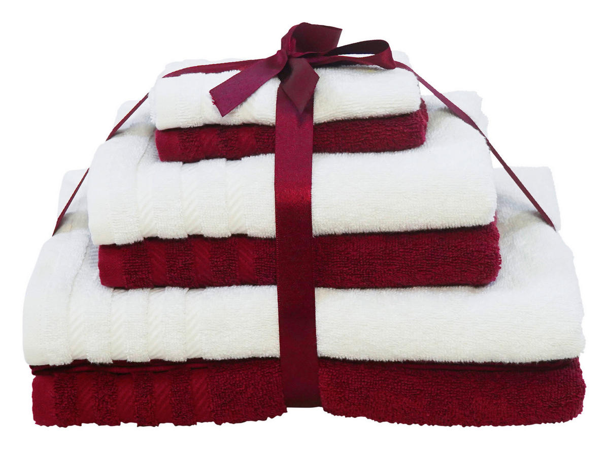 FROTTIERSET Santo Rot, Weiß 6-teilig  - Rot/Weiß, Basics, Textil - Esposa