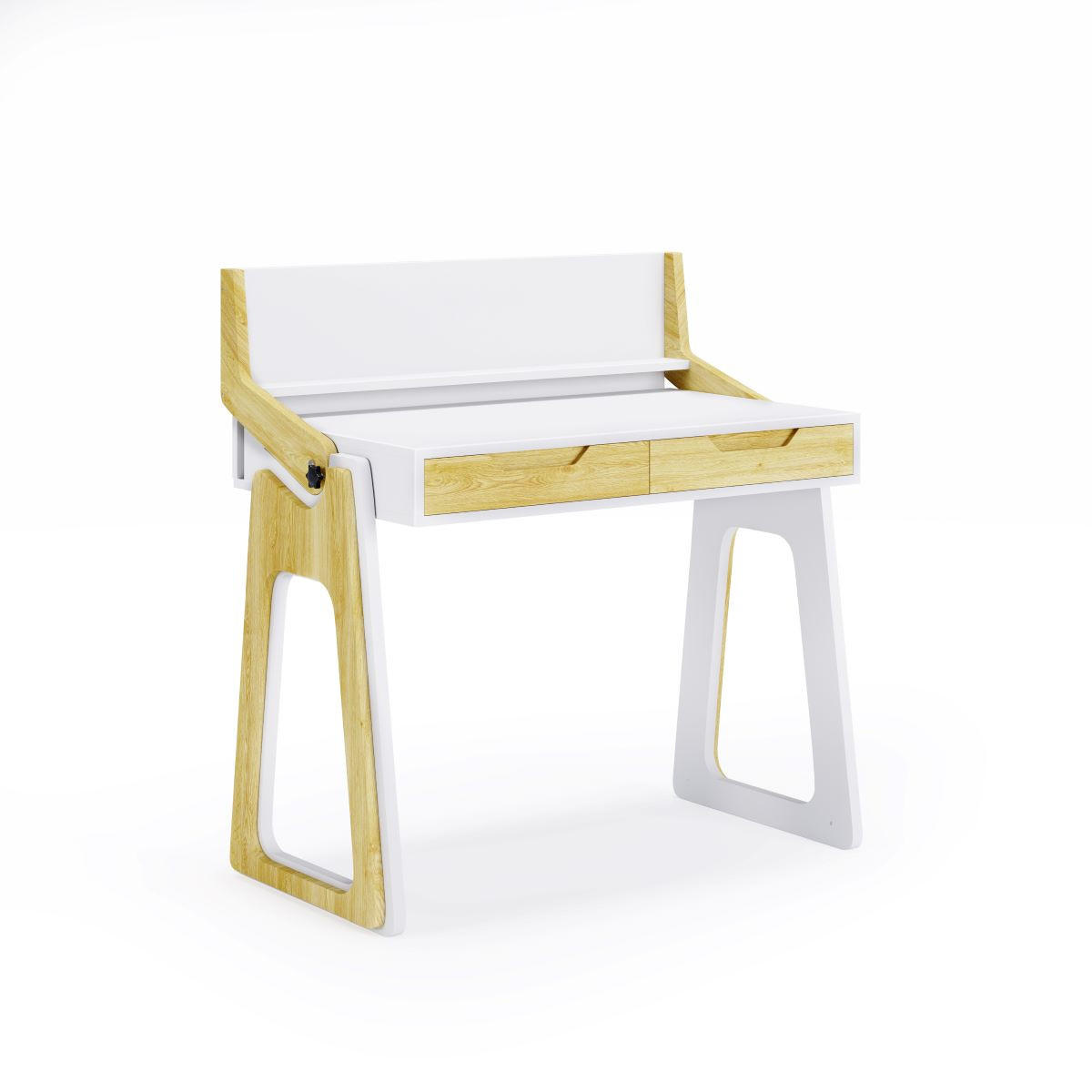 Mid.you Schreibtisch Palmer Weiß, Eiche 101x54x91 cm