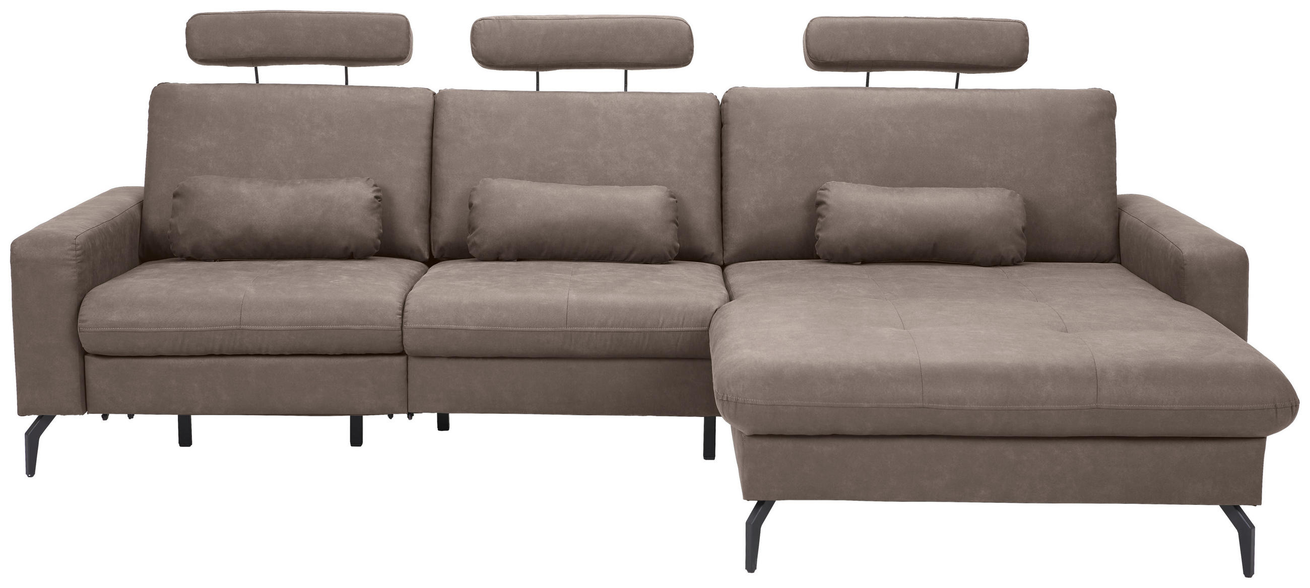 ECKSOFA Taupe Mikrofaser  - Taupe/Schwarz, KONVENTIONELL, Textil/Metall (302/180cm) - Carryhome