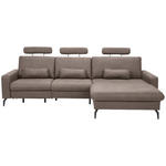 ECKSOFA Taupe Mikrofaser  - Taupe/Schwarz, KONVENTIONELL, Textil/Metall (302/180cm) - Carryhome