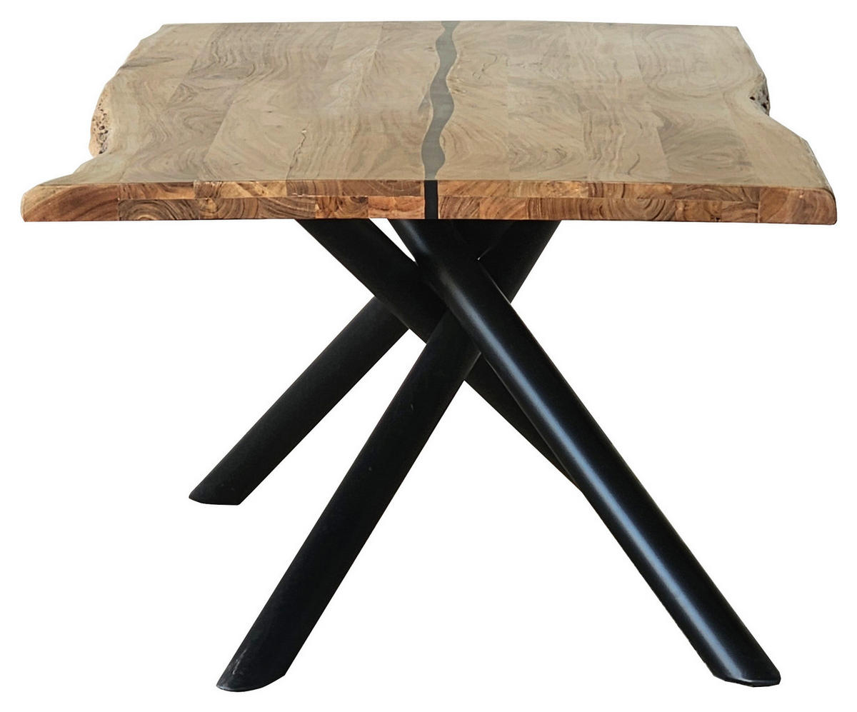 ESSTISCH in Metall, Holz 200/100/76 cm  - Schwarz/Akaziefarben, LIFESTYLE, Holz/Metall (200/100/76cm) - Landscape