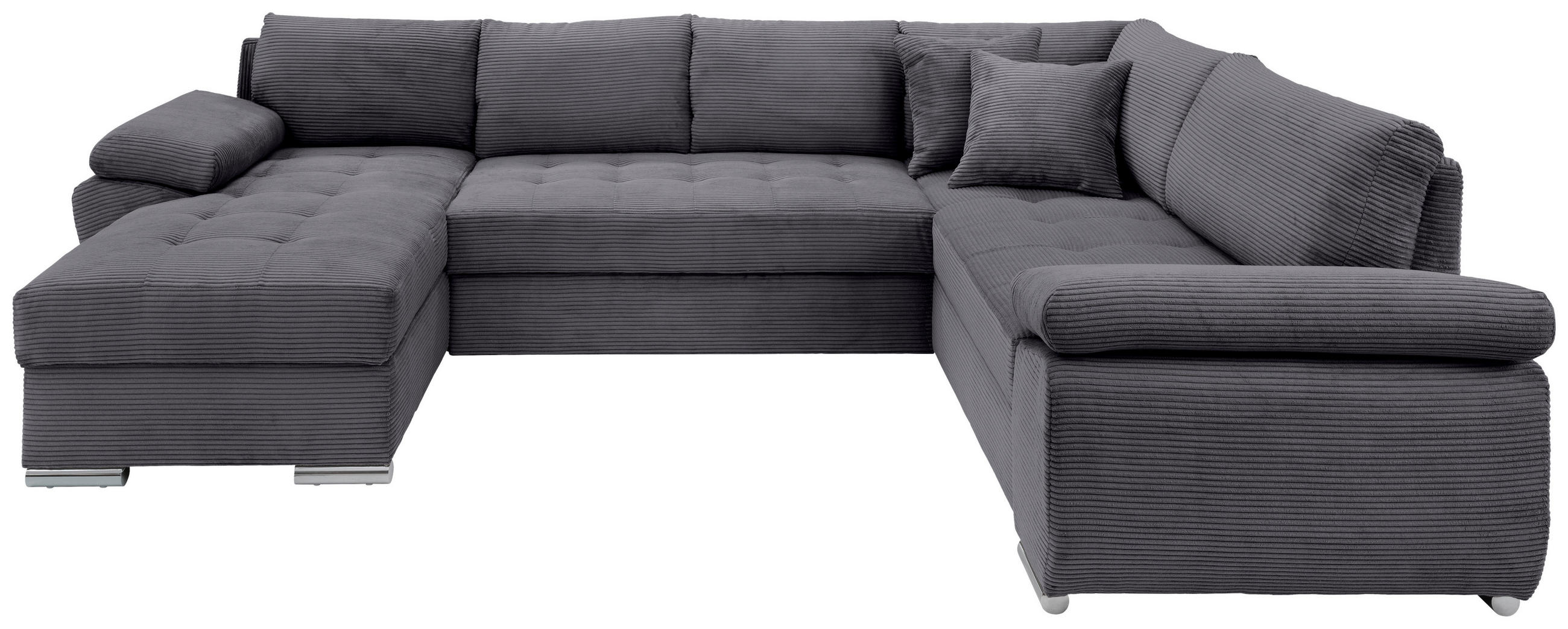 SEDACIA SÚPRAVA, textil, sivá - sivá/chrómová, Konventionell, kov/textil (157/305/219cm) - Livetastic