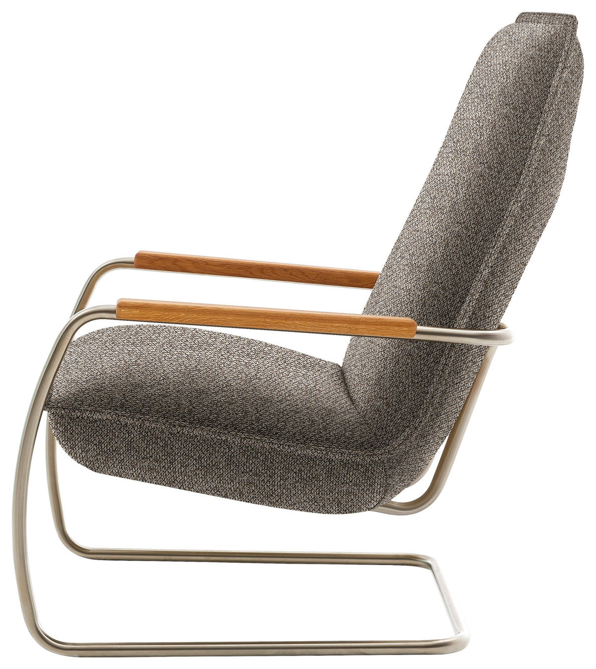 SESSEL in Flachgewebe Braun  - Edelstahlfarben/Eichefarben, Design, Holz/Textil (76/105/87cm) - Livetastic