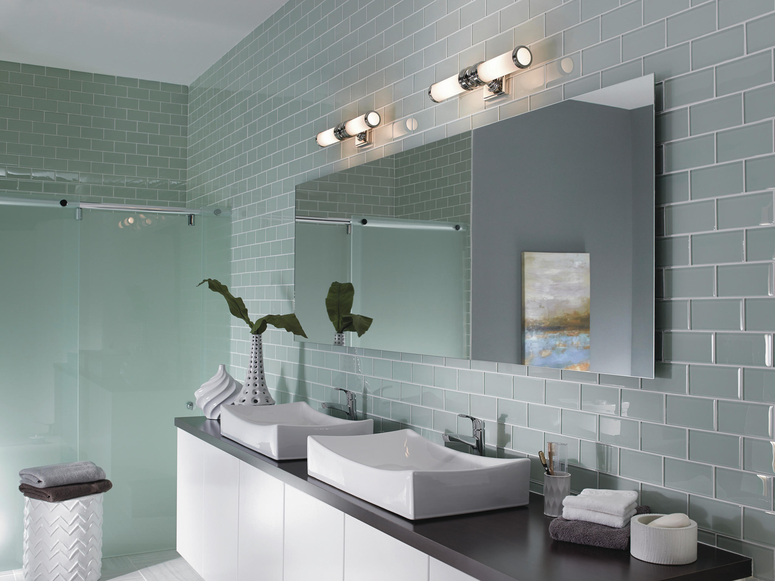 BADEZIMMER-WANDLEUCHTE - Chromfarben, Design, Glas/Metall (50,2/12,7/12.7cm) - Elstead Lighting