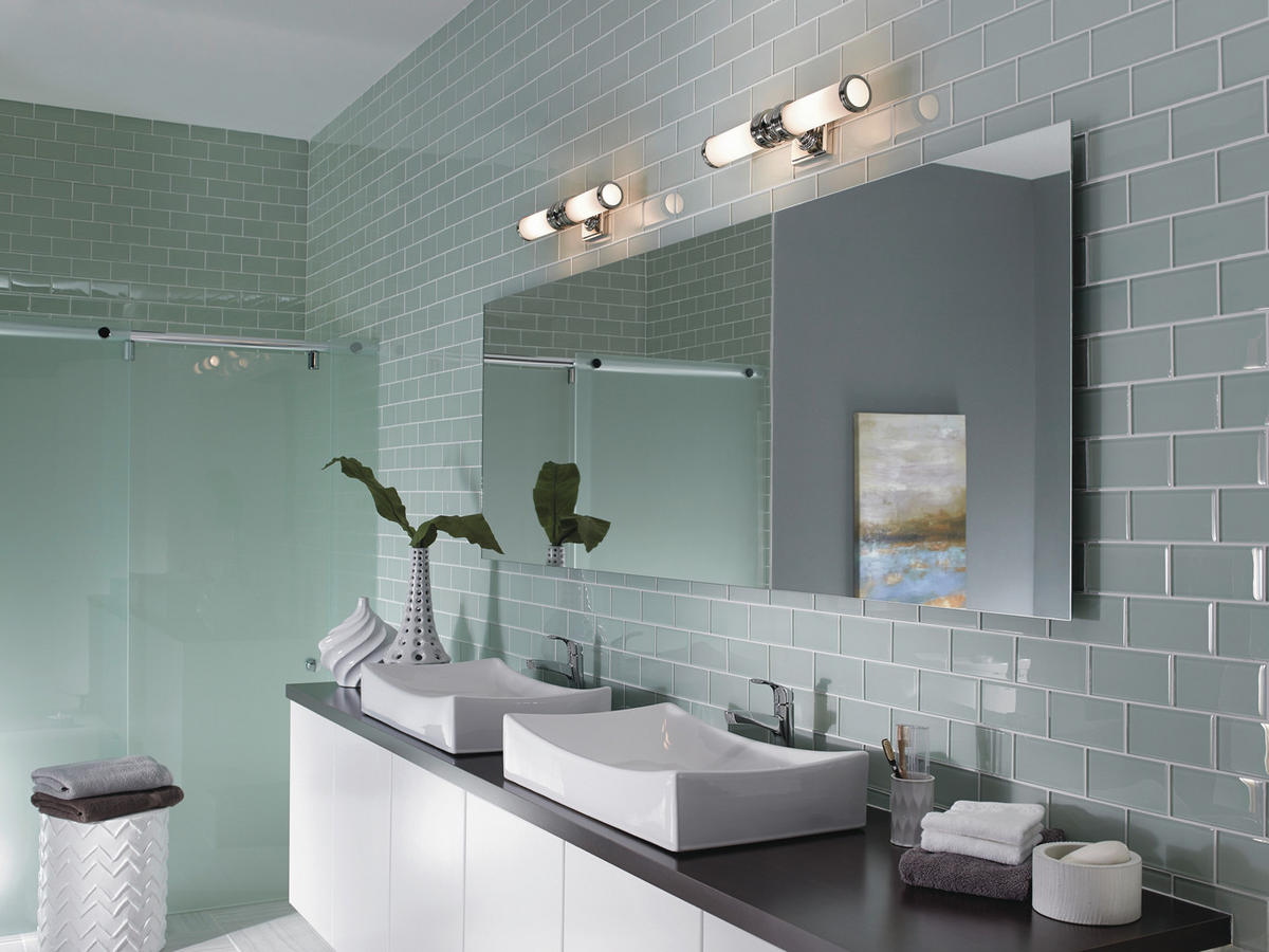 BADEZIMMER-WANDLEUCHTE - Chromfarben, Design, Glas/Metall (50,2/12,7/12.7cm) - Elstead Lighting