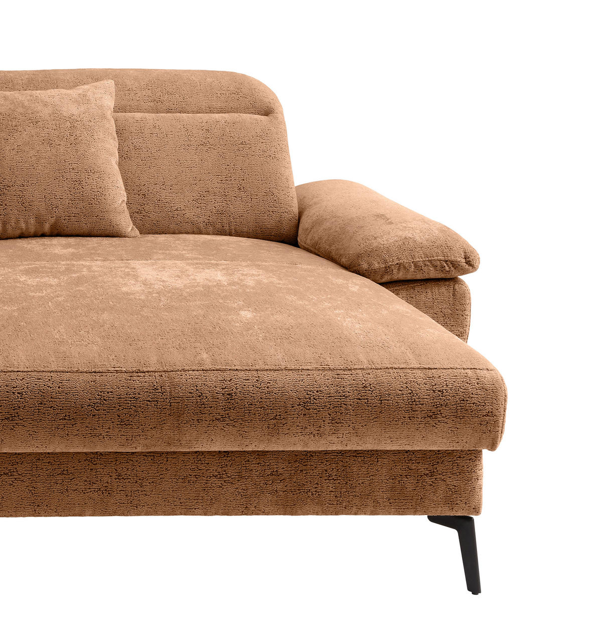 ECKSOFA Chenille Koralle  - Koralle/Schwarz, Konventionell, Textil/Metall (300/178cm) - Livetastic