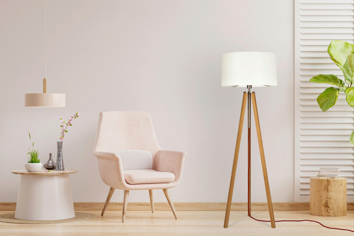 STEHLEUCHTE  50/150/50 cm   - Eichefarben/Creme, MODERN, Naturmaterialien/Holz (50/150/50cm)