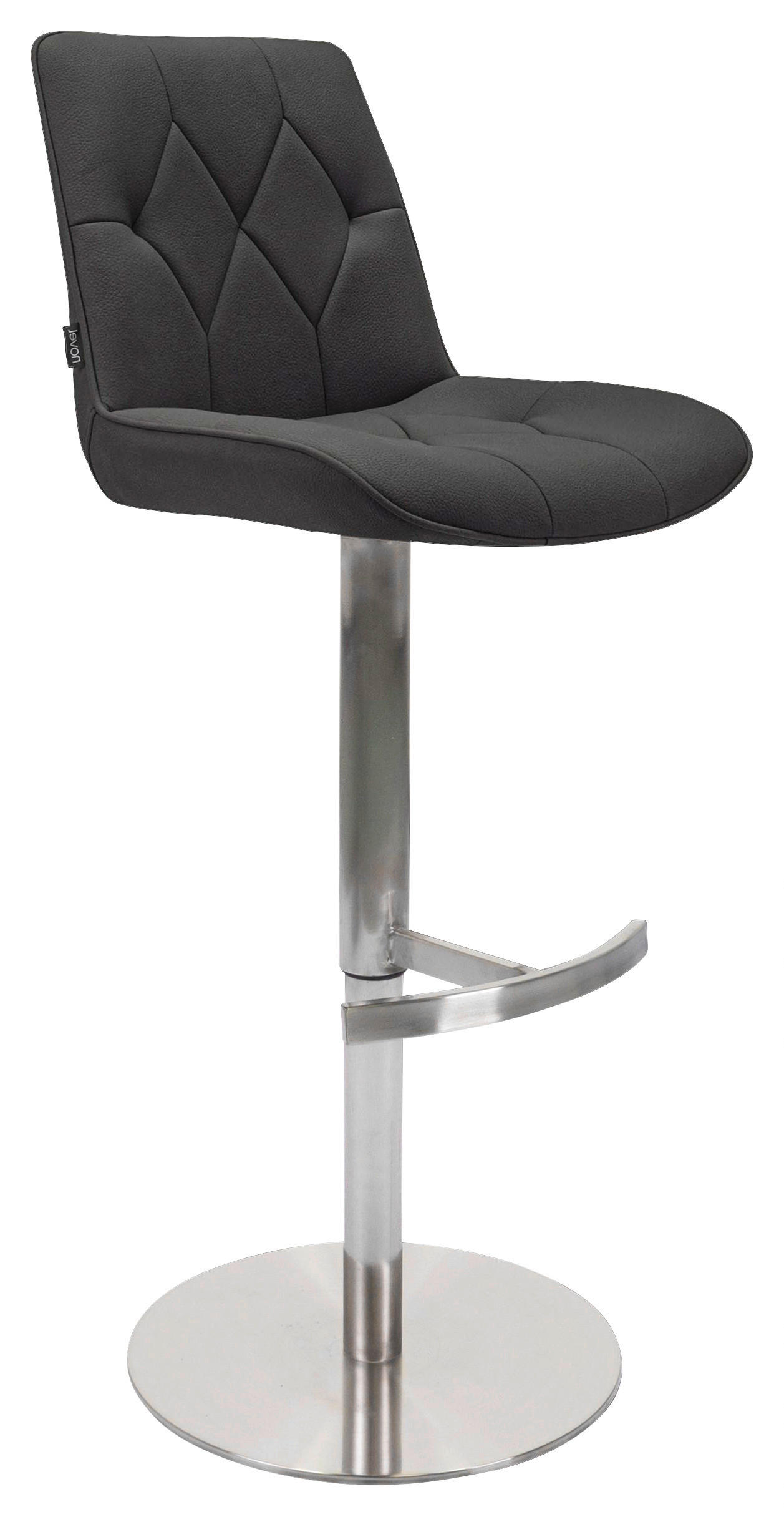 BARSKI STOL, črna, barve nerjavečega jekla  - barve nerjavečega jekla/črna, Design, kovina/tekstil (44/110/54,5cm) - Novel