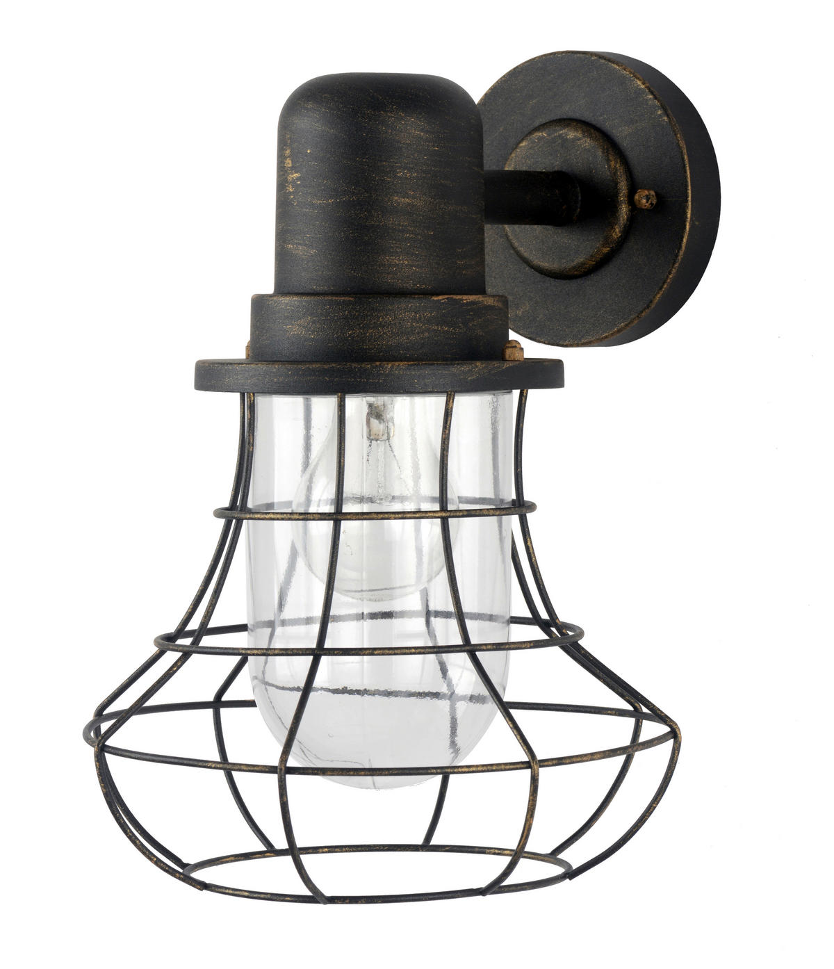 AUßENWANDLEUCHTE 25/22,7/29,8 cm   - Goldfarben/Braun, KONVENTIONELL, Glas/Metall (25/22,7/29,8cm)