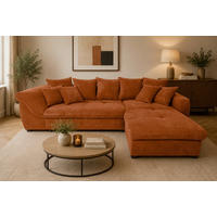 ECKSOFA LORENZO Rostfarben Struktur Liegefläche im Originalstoff  - Rostfarben/Schwarz, Design, Textil/Metall (302/188cm) - P & B