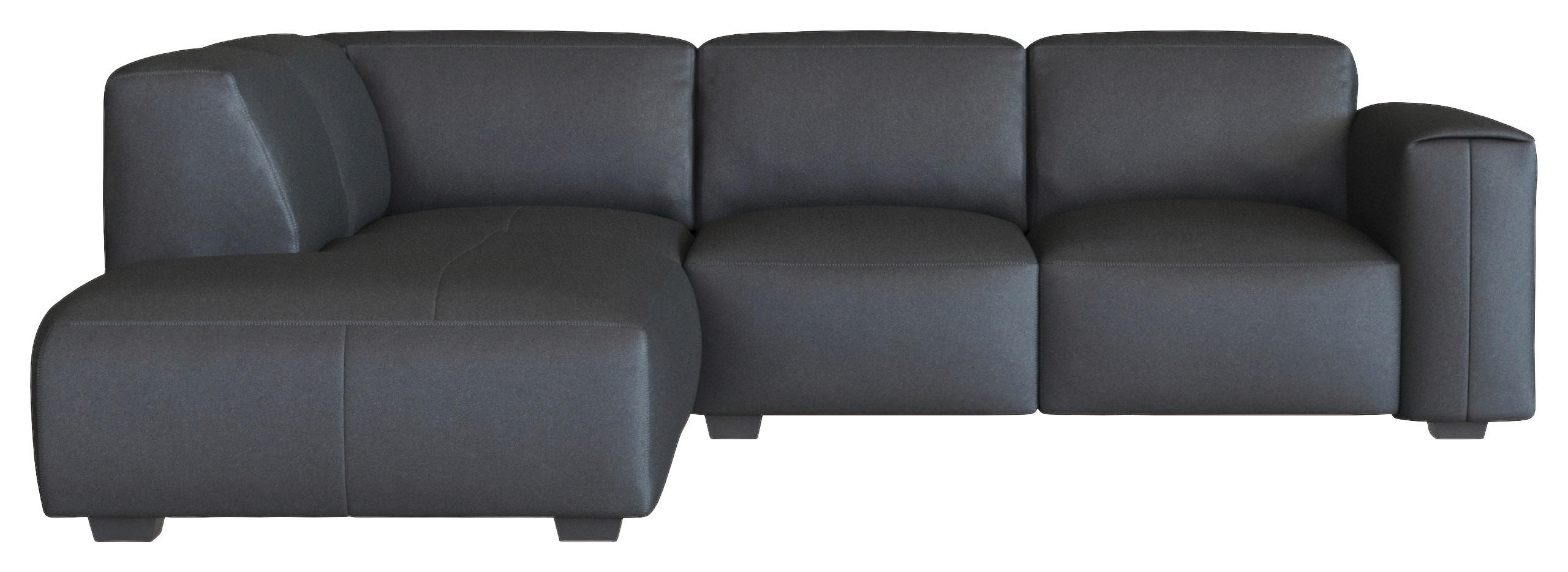 ECKSOFA Schwarz Echtleder  - Schwarz, Design, Leder/Holz (231/256cm) - Livetastic