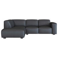 ECKSOFA Schwarz Echtleder  - Schwarz, Design, Leder/Holz (231/256cm) - Livetastic