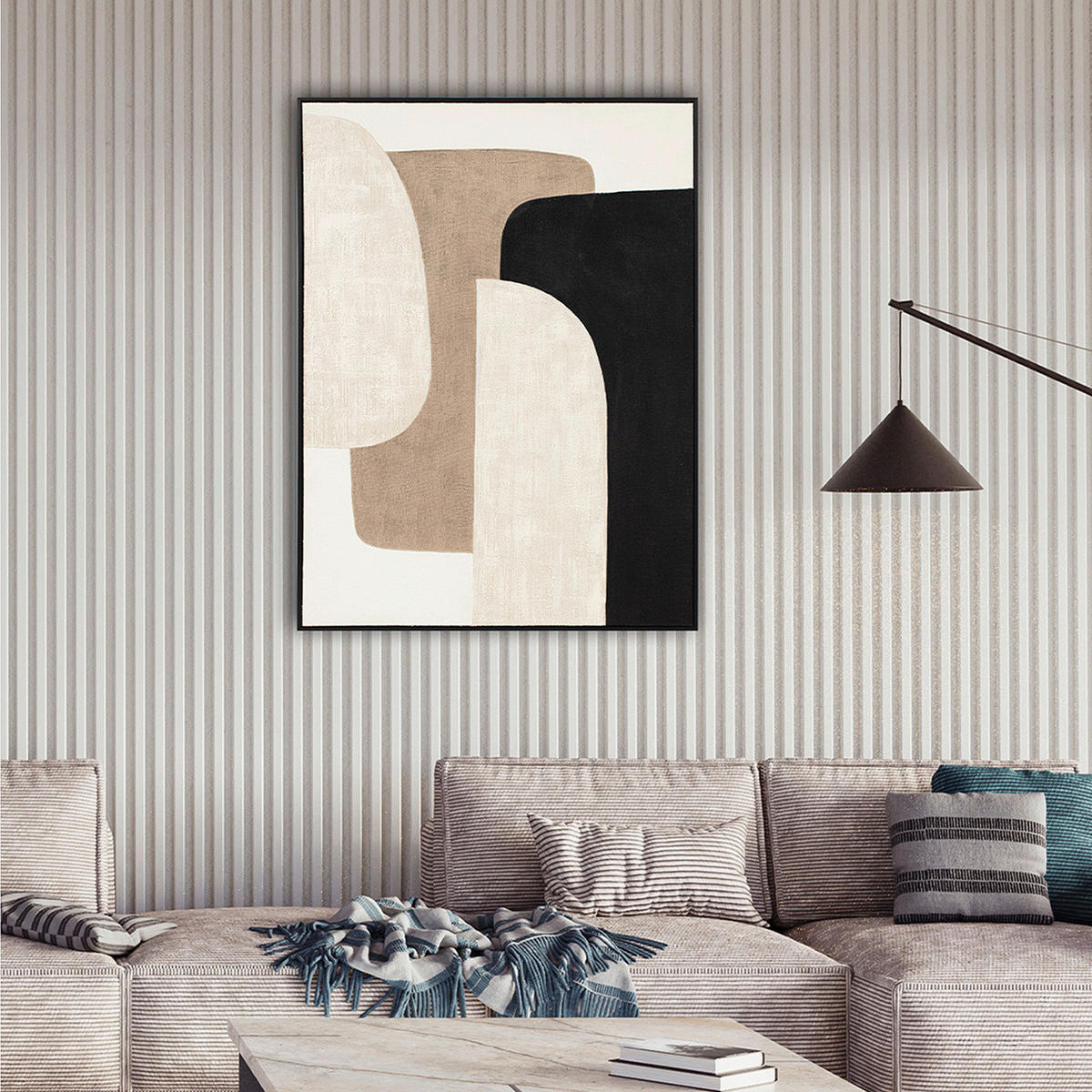 LEINWANDBILD 120/90/4,5 cm  - Beige/Schwarz, Basics, Holz (120/90/4,5cm)