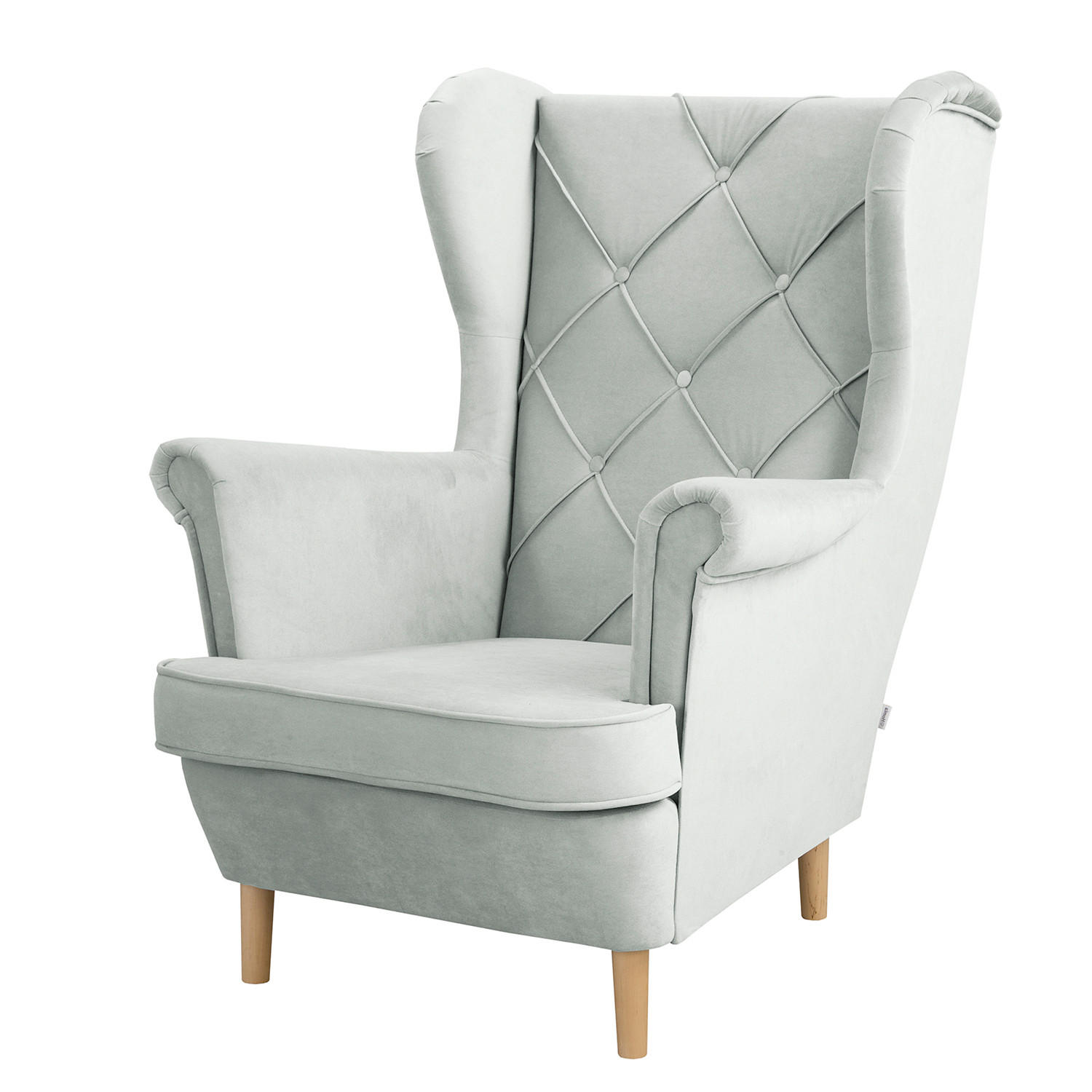 OHRENSESSEL Samt Dunkelblau  - Naturfarben/Dunkelblau, Design, Holz/Textil (84/105/90cm) - P & B