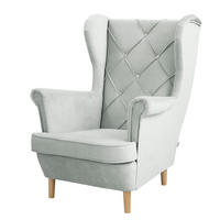 OHRENSESSEL Samt Dunkelblau  - Naturfarben/Dunkelblau, Design, Holz/Textil (84/105/90cm) - P & B