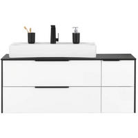WASCHTISCHKOMBI 122 cm  - Weiß Hochglanz/Schwarz, KONVENTIONELL, Glas/Keramik (122cm) - Voleo