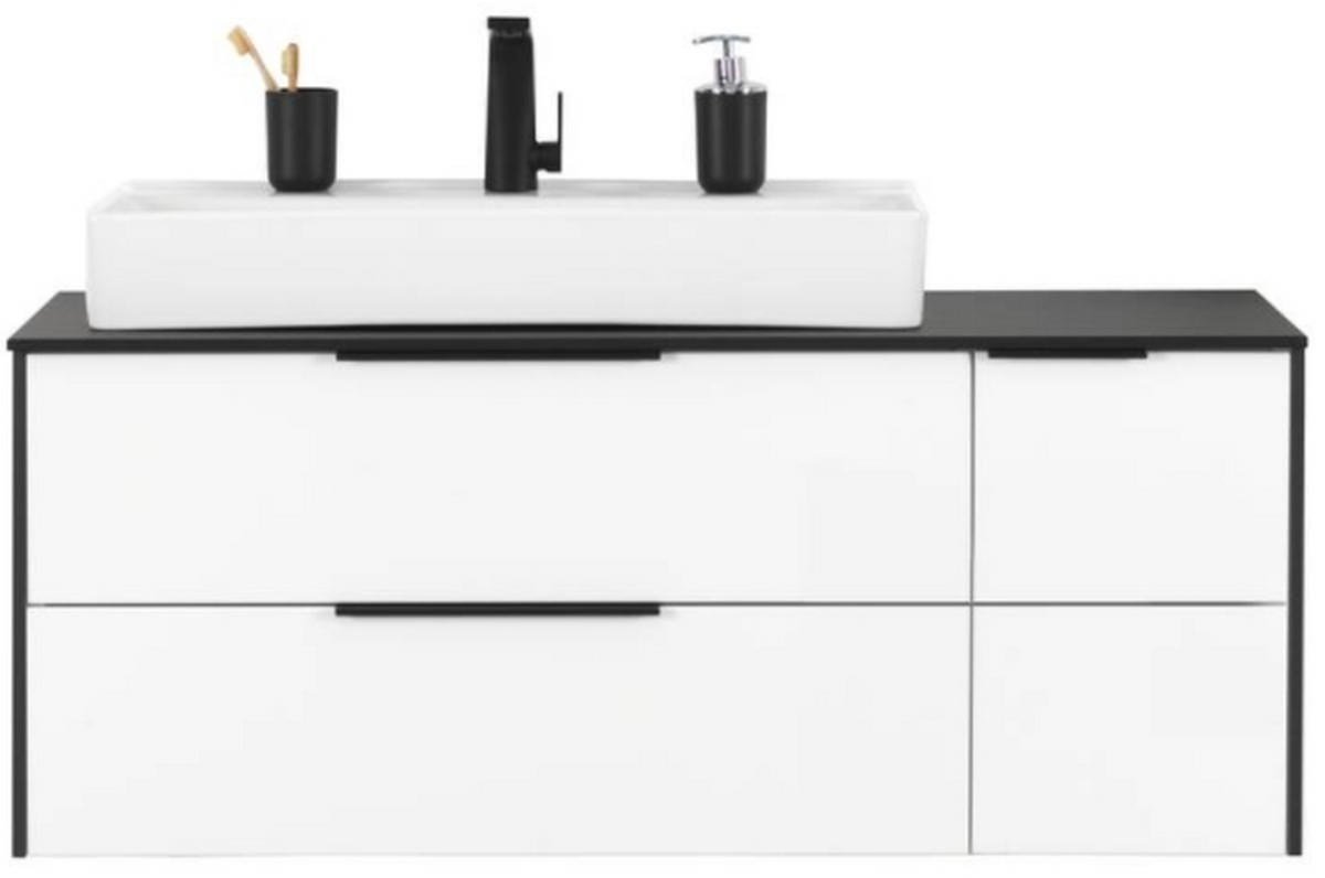 WASCHTISCHKOMBI 122 cm  - Weiß Hochglanz/Schwarz, KONVENTIONELL, Glas/Keramik (122cm) - Voleo