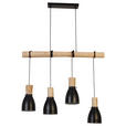 HÄNGELEUCHTE  - Schwarz/Naturfarben, Trend, Holz/Metall (90/15/150cm) - Novel